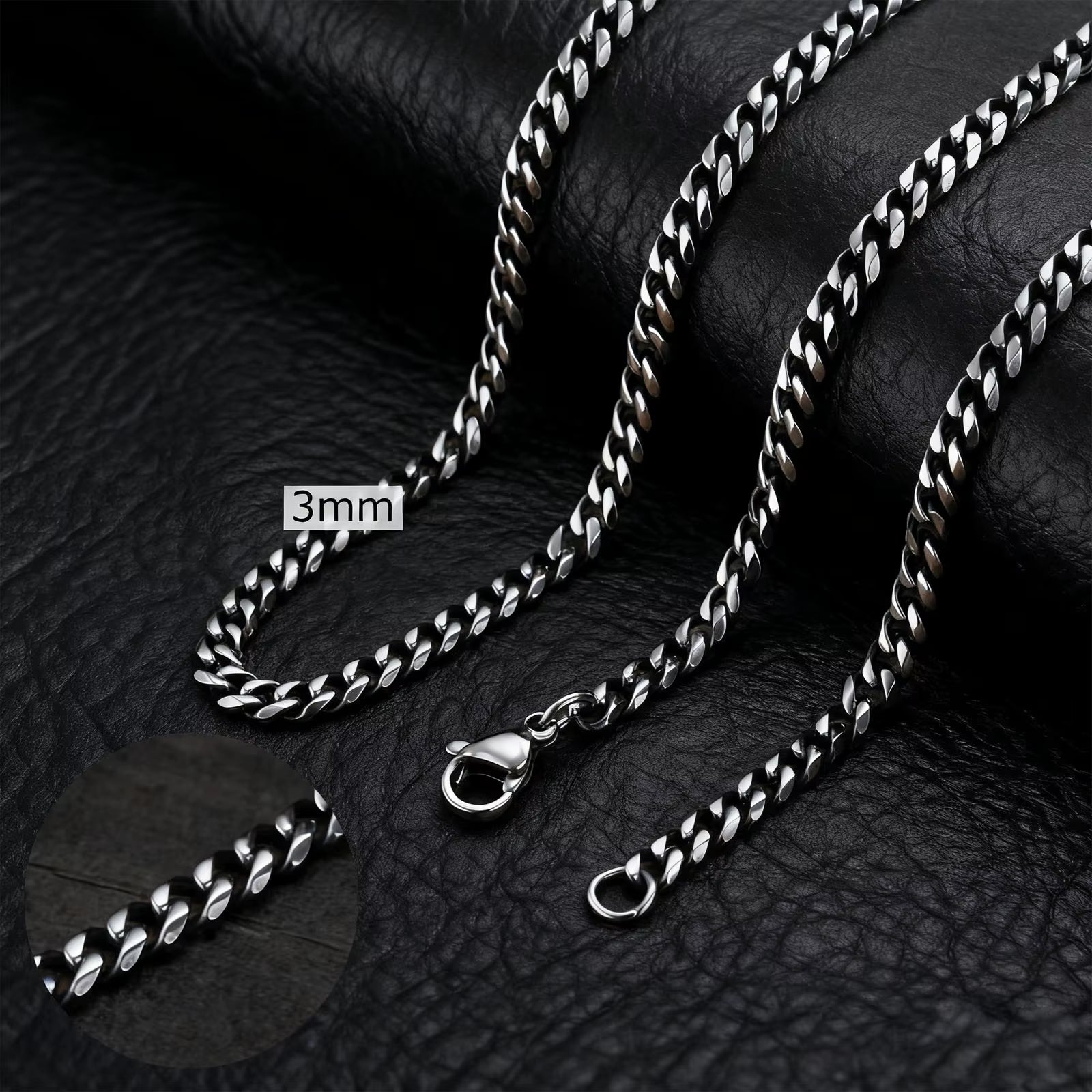 Basic Cuban Chain Necklace for Men Women,Stainless Steel Curb Link Chain Collar,3/5/7/9/11Mm Width Black Gold Retro Color Choker