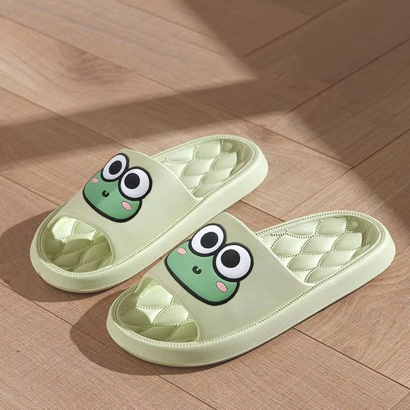 Summer Beach Slides Bathroom anti Slip Slipper Non-Slip Home Flip Flops Cartoon Frog Soft Sandals