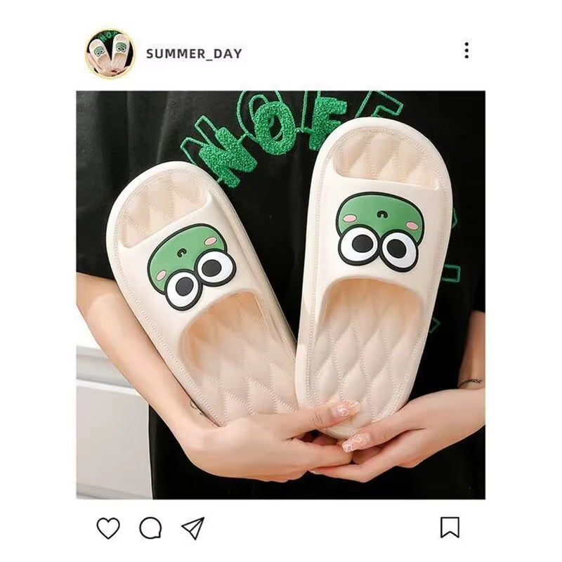 Summer Beach Slides Bathroom anti Slip Slipper Non-Slip Home Flip Flops Cartoon Frog Soft Sandals