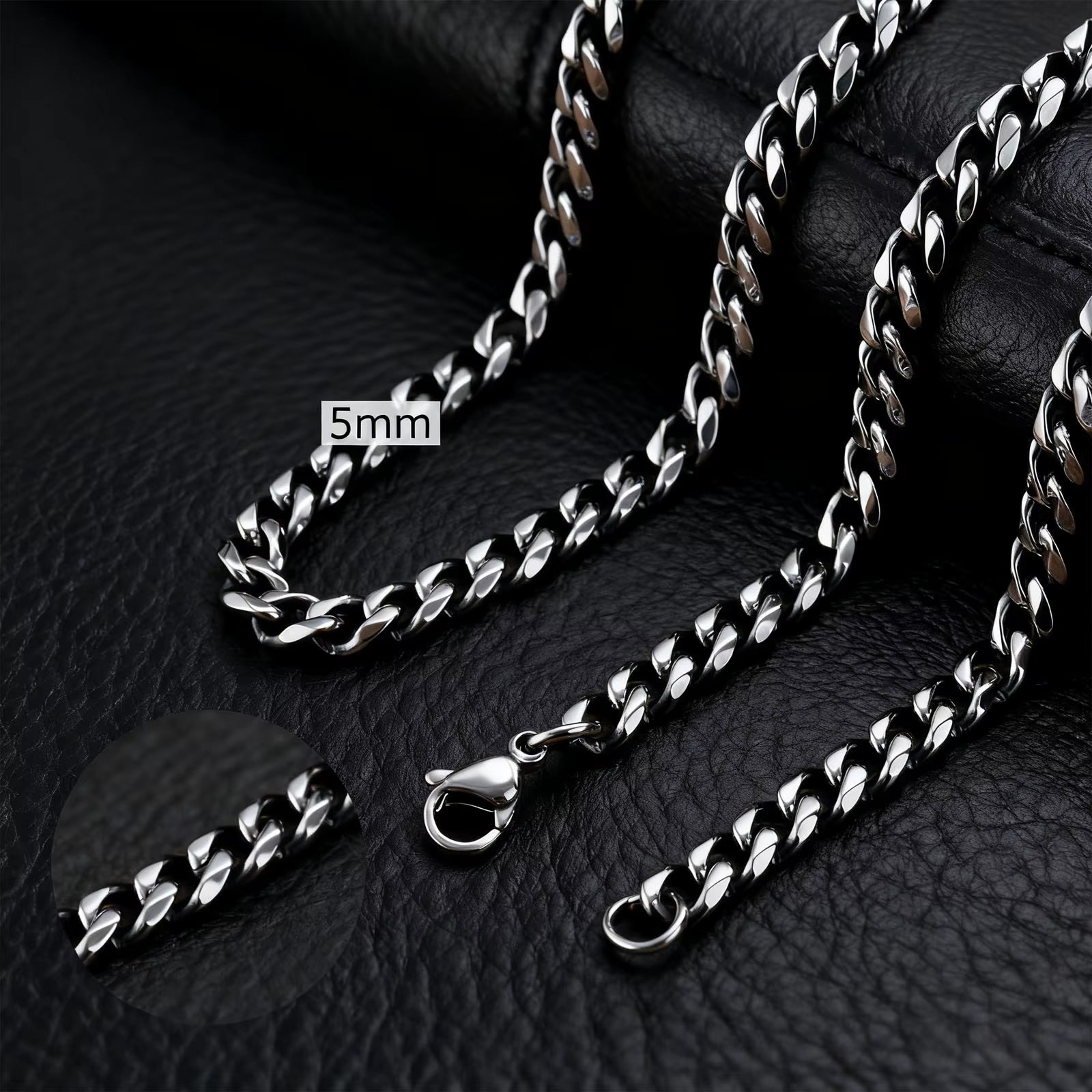 Basic Cuban Chain Necklace for Men Women,Stainless Steel Curb Link Chain Collar,3/5/7/9/11Mm Width Black Gold Retro Color Choker