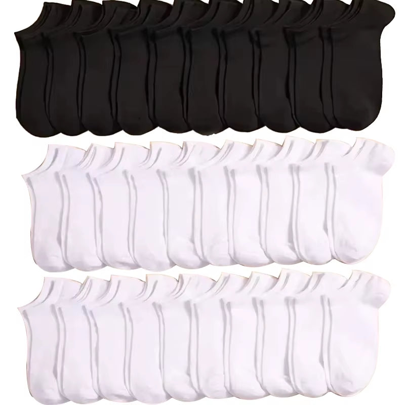 5/10/20/30 Pairs Women/Men Boat Socks Invisible Low Cut Silicone Summer No-Show Ankle Socks Solid Color Casual Breathable