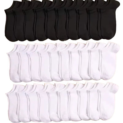 5/10/20/30 Pairs Women/Men Boat Socks Invisible Low Cut Silicone Summer No-Show Ankle Socks Solid Color Casual Breathable