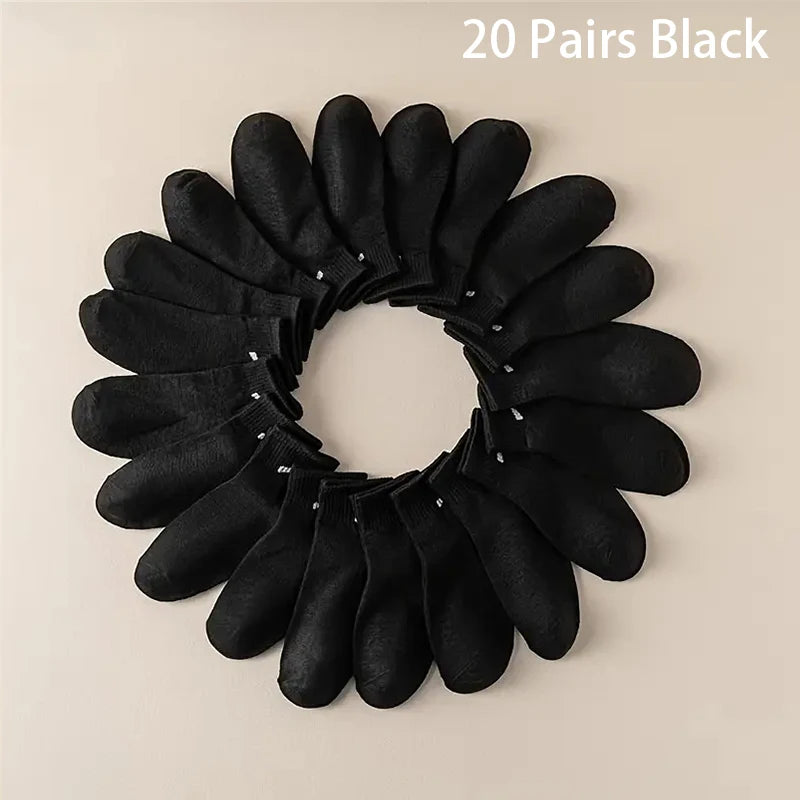 5/10/20/30 Pairs Women/Men Boat Socks Invisible Low Cut Silicone Summer No-Show Ankle Socks Solid Color Casual Breathable