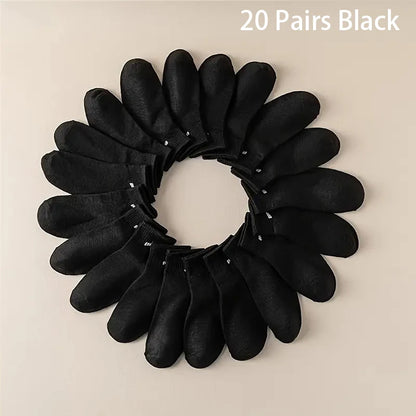 5/10/20/30 Pairs Women/Men Boat Socks Invisible Low Cut Silicone Summer No-Show Ankle Socks Solid Color Casual Breathable